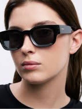 NWOT Meller Gamal All Black Sunglasses Square Frame Designed in Barcelona